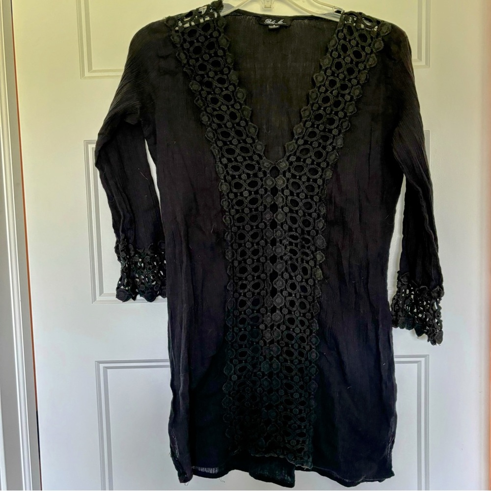Boho Me…Black Crochet Swimsuit Coverup size Small
